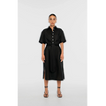 DAL THE LABEL Linen Midi Shirtdress, Black