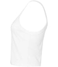 Bella Ladies Micro Rib Spaghetti Strap Tank Top Solid White Blend