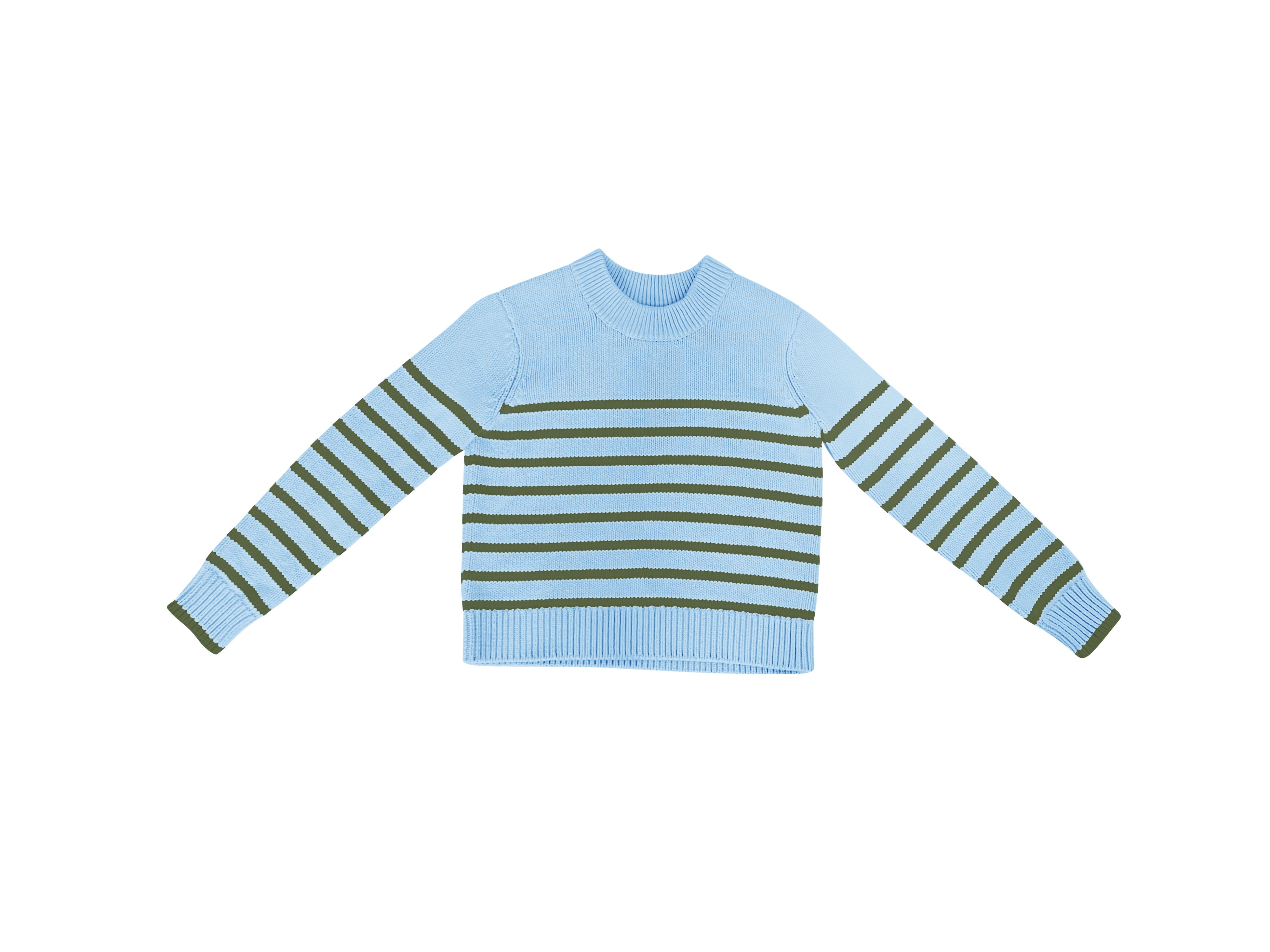 TUTTO | Light Blue Olive Stripe Sweater