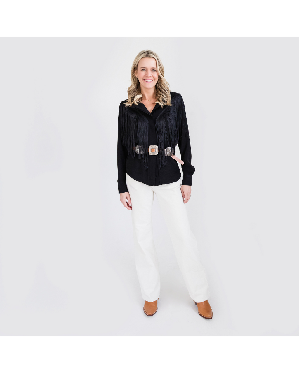 MASON by MASON'S DAUGHTER | Loretta Western Fringe Top, Black