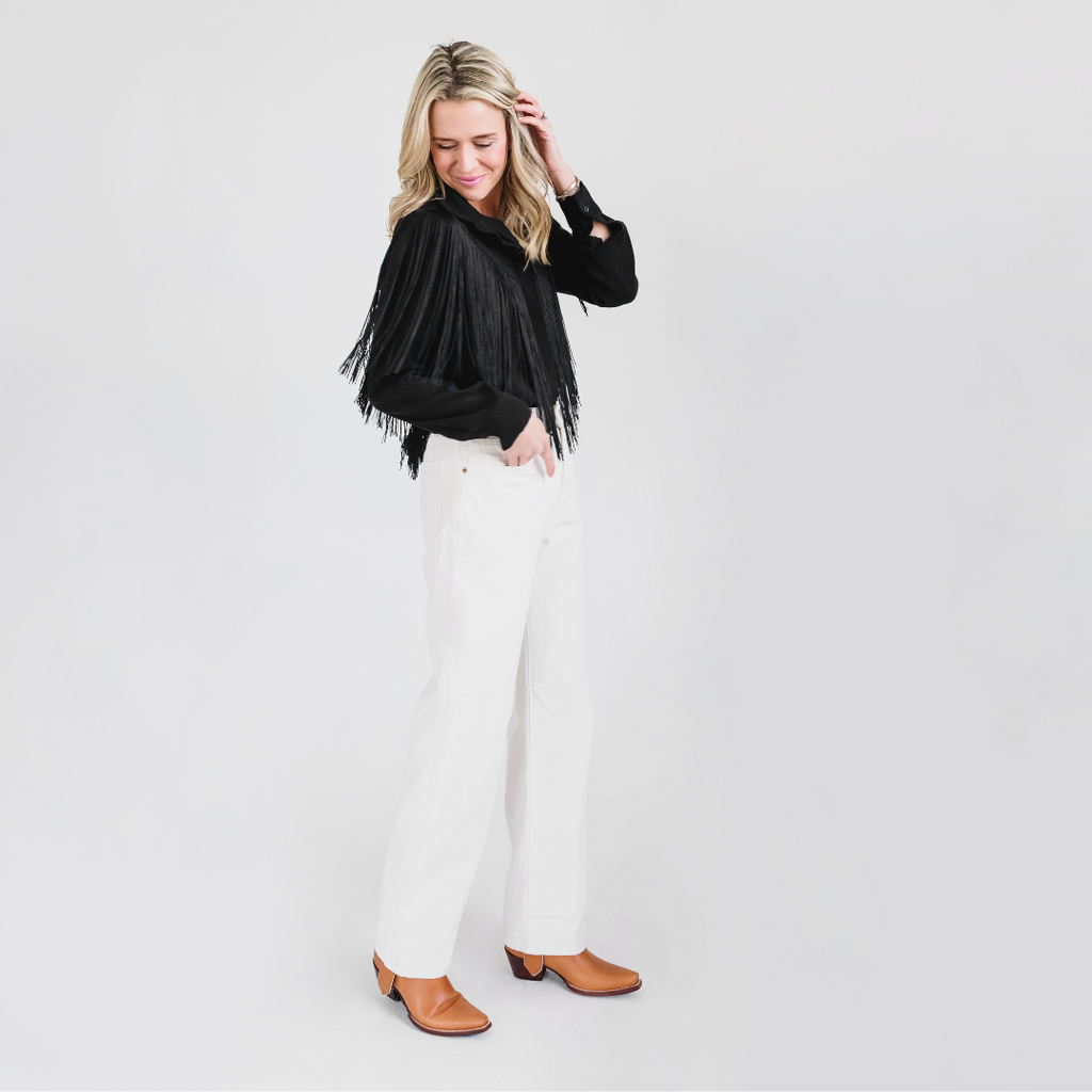 MASON by MASON'S DAUGHTER | Loretta Western Fringe Top, Black